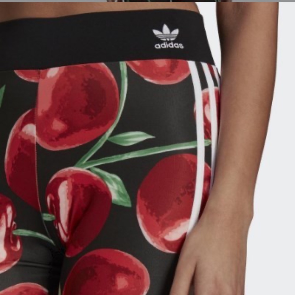 adidas Women’s Cherry Print Bike Shorts - Black/Red - Picture 4 of 6